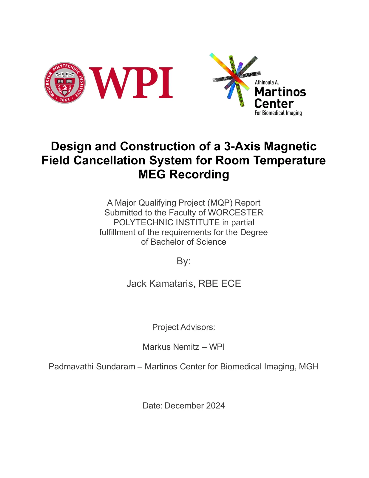 Cover of the MQP report