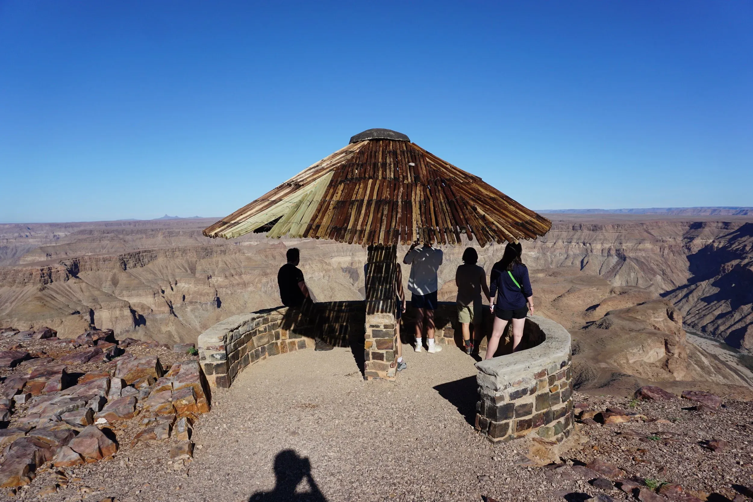 A thatched viewpoint shelter overlooking Fish River Canyon